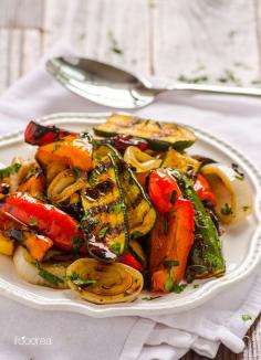 Grilled Balsamic Vegetables -- This recipe is a sure crowd pleaser and tastes delicious at any temperature, even better the next day. No marinating required and use any firm vegetables you have got on hand.