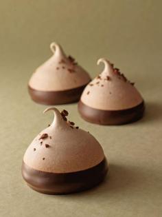 Chocolate dipped chocolate meringue cookies