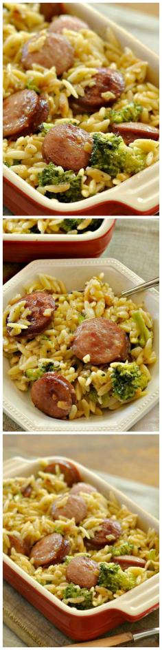 Chicken Sausage and Cheesy Orzo!
