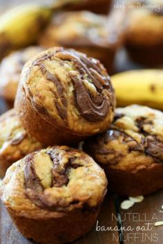 Nutella Banana Oat Muffins Recipe