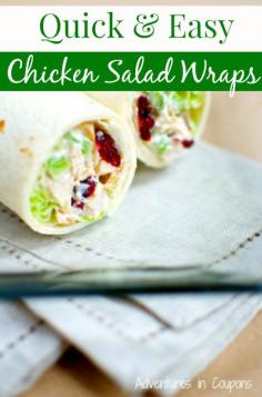Chicken salad wrap - use WW chicken salad recipe and high fiber wrap