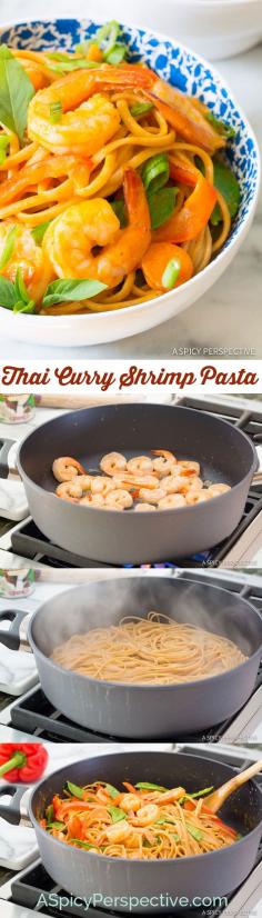 
                    
                        THE BEST One Pot Thai Curry Shrimp Pasta on ASpicyPerspective... #onepotmeal
                    
                