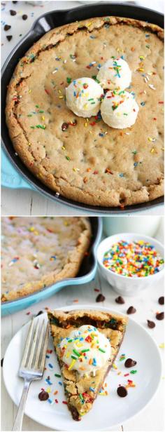 
                    
                        Skillet Chocolate Chip Cookie Recipe on twopeasandtheirpo... This giant cookie is the perfect dessert for any occasion! Serve warm with ice cream!
                    
                