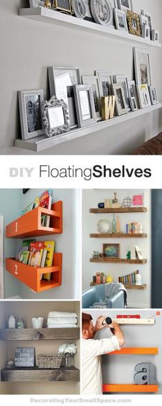 DIY Floating Shelves • Lots of Ideas & Tutorials! Orange shelves