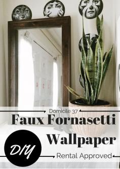 #30dayflip June project - DIY Knock off/Hack project! Check out this amazing Faux Fornasetti Wallpaper that you can create! This project is apartment friendly for all you renters out there!