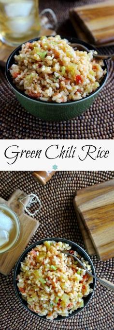 This Green Chili Rice Recipe is prepared like a flavorful soup and ends up as a fantastic side dish. Easy to make !