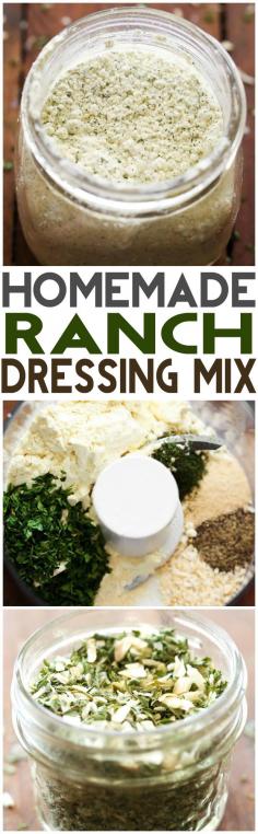 Homemade Ranch Dressing Mix... this is SO simple, so easy to make and is GREAT to have on hand! Sub  buttermilk for non dairy option