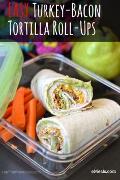 #OrganicChats #food #recipe Turkey- Bacon tortilla roll ups and other great Back to School Lunch #Ideas!