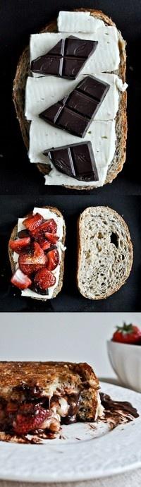 roasted strawberry, brie, & dark chocolate grilled sandwich