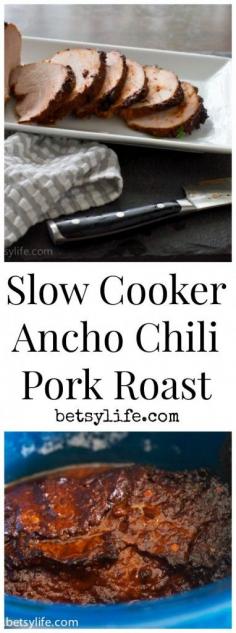
                    
                        Slow Cooker Ancho Chili Pork Roast. An easy set-it-and-forget-it dinner recipe
                    
                