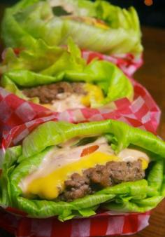 Lettuce Wrapped Cheeseburgers - low carb, I'd used ground turkey or chicken.