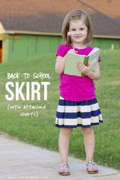
                    
                        Back-to-School Skirt with Attached Shorts (...the CHEATER method) | via Make It and Love It
                    
                