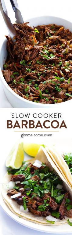 
                    
                        Learn how to make delicious barbacoa beef in the slow cooker!  Perfect for tacos, burritos, salads, and more! | gimmesomeoven.com
                    
                