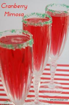 Cranberry Mimosa - must pin! Easy (and yummy) holiday drink! Found our Christmas drink! @emarquez05