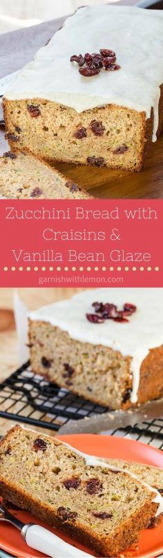 zucchini bread + craisins + vanilla bean glaze