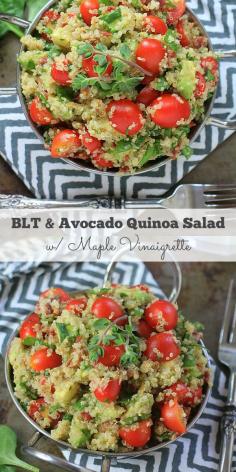 
                    
                        A quick and easy, healthy, and delicious meal in a hurry! BLT and Avocado Quinoa Salad with Maple Vinaigrette ! #glutenfree
                    
                