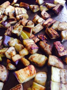 Learn how to roast cubed eggplant. Healthy, less oil than frying, tasty caramelized results. Yummy finger food, or add to your favorite recipe.