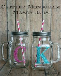 Create fun and personalized glittered mason jars as gifts for friends and family. Even make one for yourself!