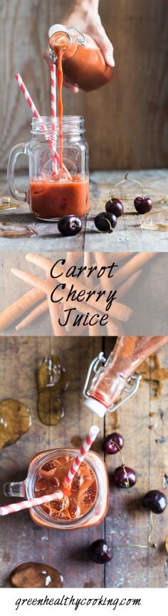 
                    
                        Carrot Cherry Juice - a healthy and easy way to pimp those leftover carrots and sneak in more vegetables into your family's diet
                    
                