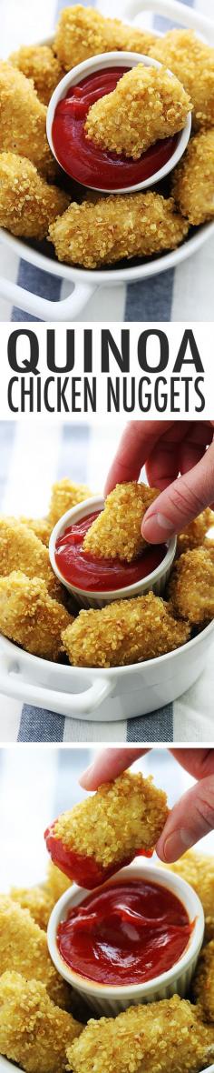 Easy, healthy, Quinoa Chicken Nuggets #glutenfree #gluten #recipe #healthy #recipes