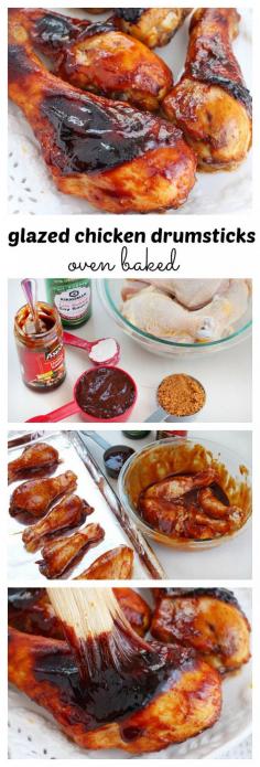 Crispy on the outside, tender and moist on the inside, these full of flavor oven baked glazed chicken drumsticks are as easy to make as they are delicious.