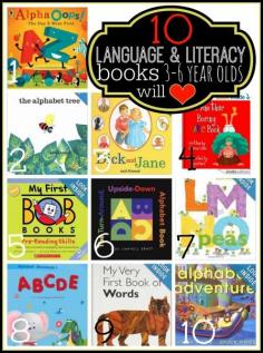 10 Language and Literacy Books 3-6 Year Olds Will Love | Tipsaholic.com #kids #reading #books #literacy. Review later.