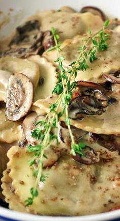 Italian Food ~ #food #Italian #italianfood #ricette #recipes ~ Wild Mushroom Agnolotti with Porcini Alfredo Cream Sauce