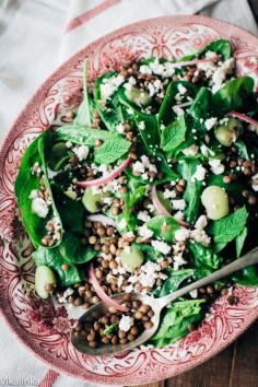 This Lentil and Broad Bean Salad with Honey Vinaigrette and Feta makes for a light and flavourful side or a beautiful lunch!