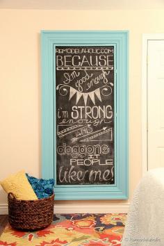 
                    
                        Want to build a large wall frame for a mirror or chalkboard. Follow along with this simple tutorial! Remodelaholic .com
                    
                