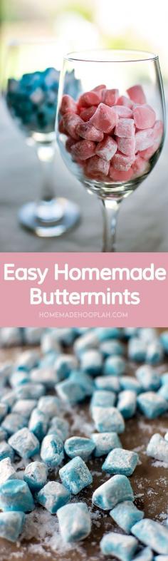 
                    
                        Easy Homemade Buttermints! Melt-in-your-mouth buttermints that are surprisingly easy to make at home. | HomemadeHooplah.com
                    
                