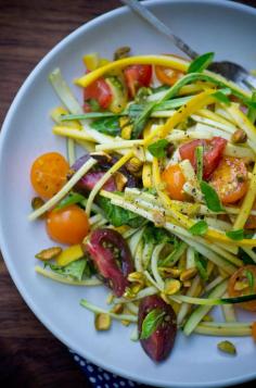 Summer squash “pasta” with fresh tomatoes Salad