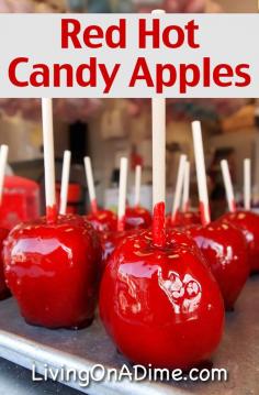 Red Hot Candy Apples :   4 apples, peeled and sliced 1/4 cup red hots (cinnamon candy) 2 Tbsp. water  Place all ingredients in a pan. Cook on low to medium heat for about 15 minutes or until tender.  When I make this recipe, I use whatever apples I have on hand but baking apples and Gala apples work best.