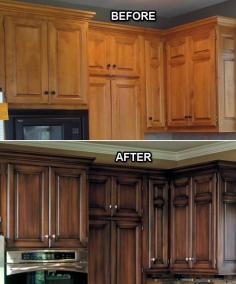 site that shows room makeovers...really like the dark cabinet color