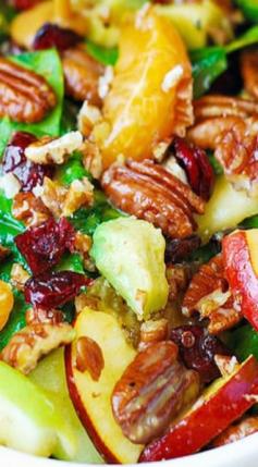 Apple Cranberry Spinach Salad with Pecans, Avocados I'd leave out the avocados(and Balsamic Vinaigrette Dressing) + $100 VISA GIFT CARD GIVEAWAY #marzetti #ad
