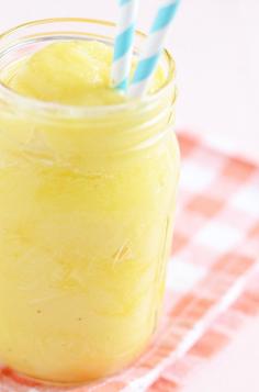8 ounces orange juice, 1 frozen banana, 1 cup frozen pineapple chunks, splash of vanilla - Pineapple and creamy orange goodness come together in this simple and healthy smoothie.