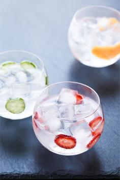 
                    
                        You deserve a drink. Preferably one of these refreshing Gin & Tonics, flavored 3 ways with Grapefruit, Strawberry, and Cucumber
                    
                