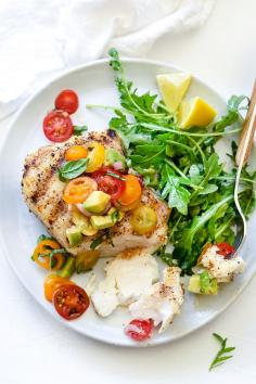 Grilled Halibut with Tomato Avocado Salsa - foodiecrush rhs