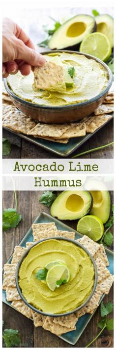 
                    
                        Avocado Lime Hummus | All the flavors of guacamole and hummus come together in one delicious dip!
                    
                