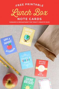 
                    
                        Free Printable Lunch Box Note Cards | Back to School Printables | See more creative ideas on TodaysCreativeLif...
                    
                
