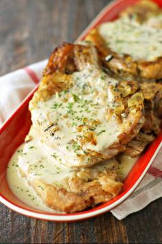 Crockpot Pork Chops with Creamy Herb Sauce | Crockpot Gourmet