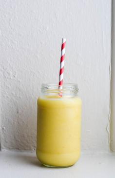 Like at disneyland! Whipped Pineapple Smoothie: only 3 ingredients (frozen pineapple chunks, almond milk, honey)