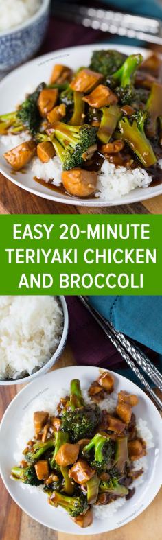 easy 20-minute teriyaki chicken and broccoli - but maybe with brown rice or quinoa. Recipe on tablefortwoblog.com