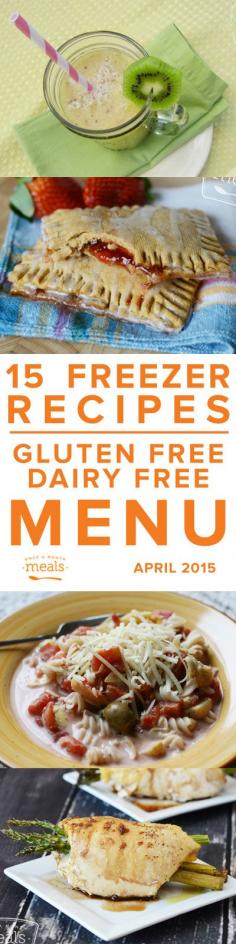 Gluten Free Dairy Free April 2015 Menu | Once a Month Meals | OAMC | Freezer Meals | Freezer Cooking | Custom Menus | Menu Planning