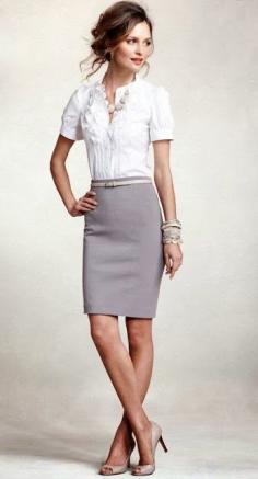 Grey skirt  #womensfashion #fashion #style #office #work #clothes  http://www.roehampton-online.com/?ref=4231900