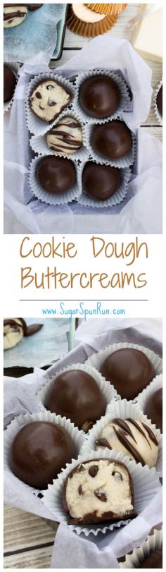 
                    
                        Cookie dough flavored buttercream candies, no bake! SugarSpunRun
                    
                