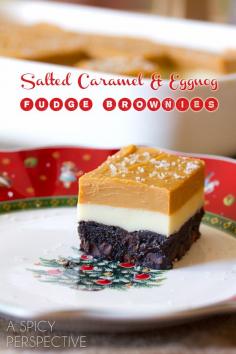 Salted Caramel Eggnog Brownies