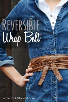 DIY Reversible Wrap Belt...a quick way to add fun detail to any outfit! | via Make It and Love It