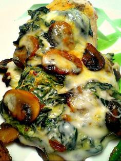 Low Carb Diet Recipes - Smothered Chicken w/Mushrooms and Spinach #keto #lchf #lowcarbs #diet #recipes