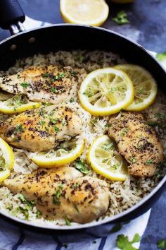 One Pot Lemon Herb Chicken  Rice | Creme de la Crumb