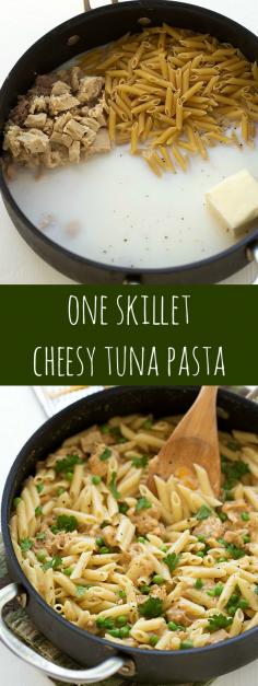 One Skillet Cheesy Tuna Pasta